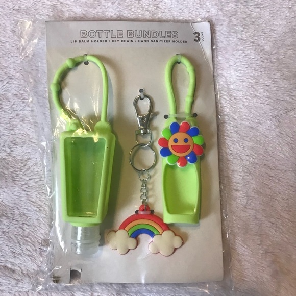 ✨✨5/$10✨✨ Rainbow Flower Lip Balm Holder Keychain Hand Sanitizer 3 Pieces Set - Picture 2 of 9